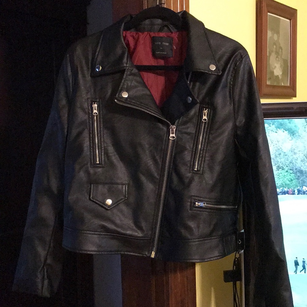 Love Tree Faux Leather Jacket